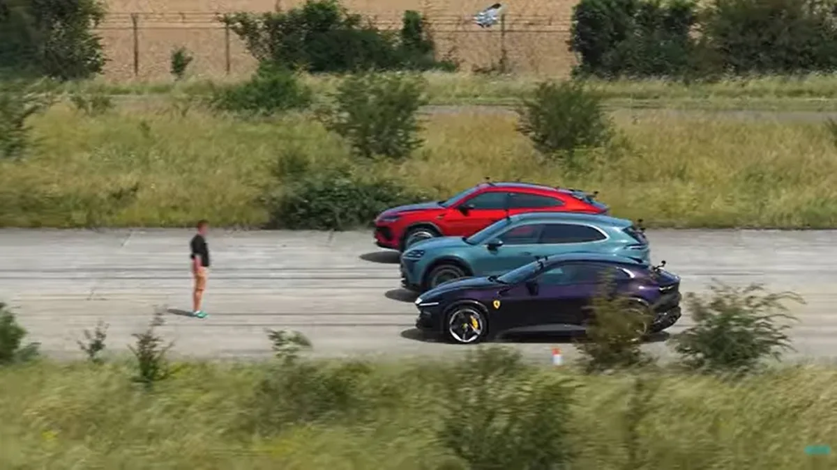 Drag Race: Porsche Cayenne Turbo Elettrica sfida Ferrari Purosangue e Lamborghini Urus
